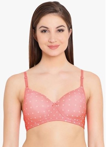 Womens Self Printed Padded Non Wired Full Coverage Bra